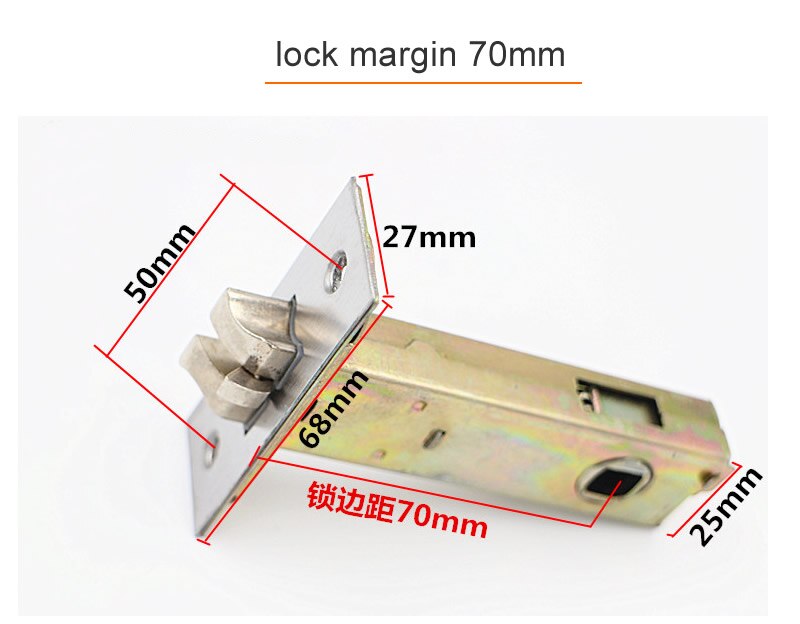Kamer Lock Enkele Tong Slot Lichaam, Marge 50Mm, Deurslot Reparatie Onderdelen, Bathroon Deur Hardware: Margin 70mm