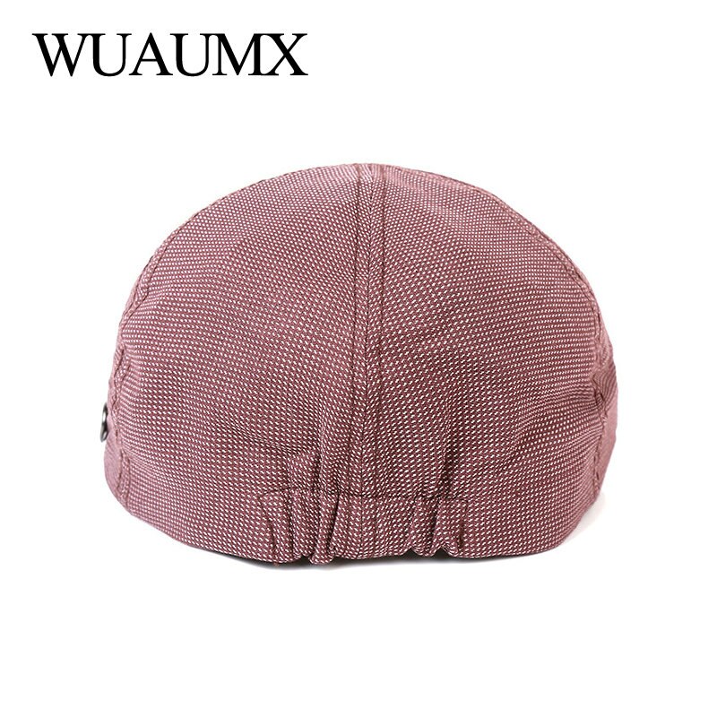 Wuaumx Branded Casual Spring Summer Men Berets Hats Women Newsboy Caps Cabbie Duckbill Ivy Flat Hat Herringbone Caps Adjustable