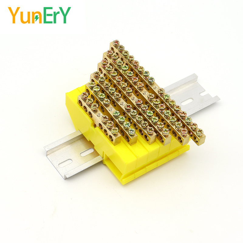 DIN Rail Terminal Block 6*9mm Neutral Terminal Block 6/8/10/12/14/16 Hole Power Distribution Box Ground Bar Electrical Connector
