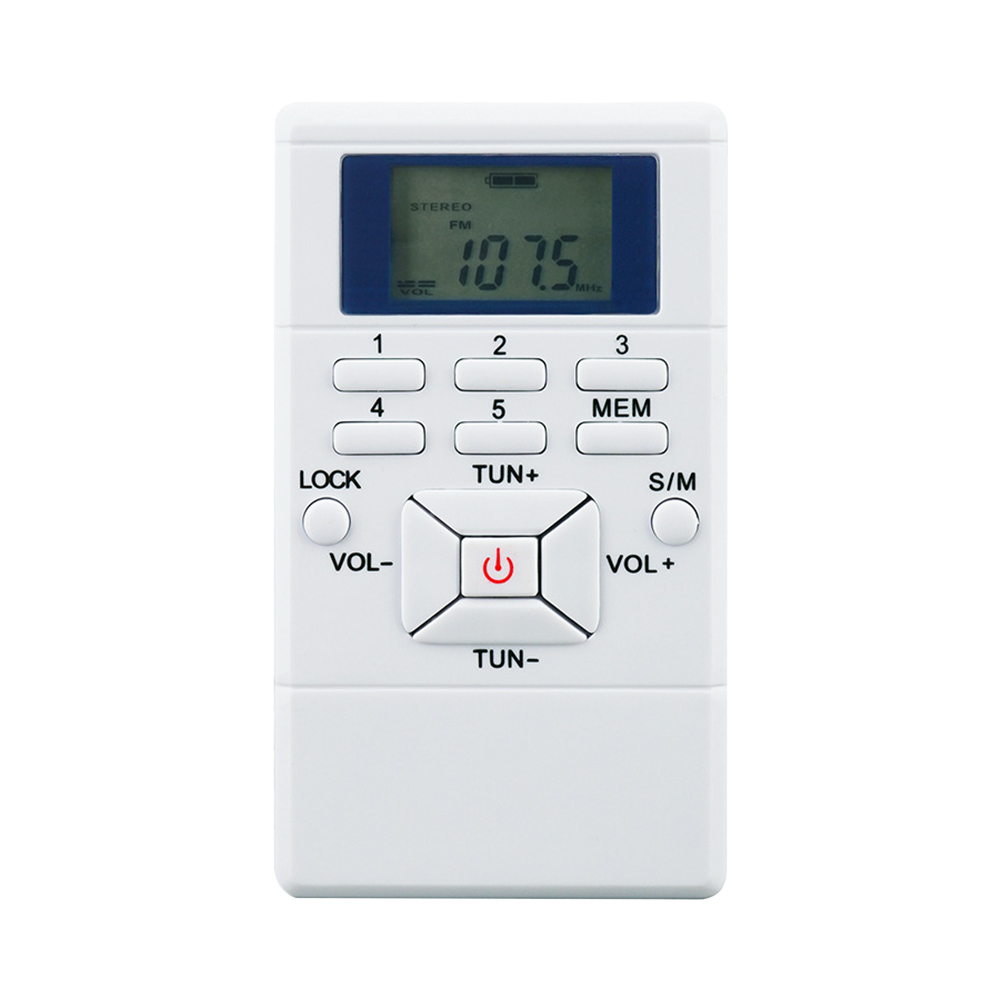 Mini portatile DSP Stereo Radio FM Ricevitore orologio digitale da 1,2 "per interpretazione simultanea Clip-on Radio Auricolare Cordino PALESTRA: BIANCO