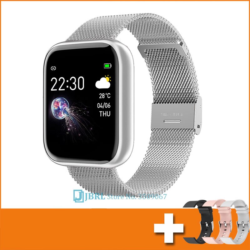 Digital klocka dam män vattentät bluetooth led elektronik klocka för kvinnor män full touch armbandsur sport dam klockor timme: I5s lägg till rem 3