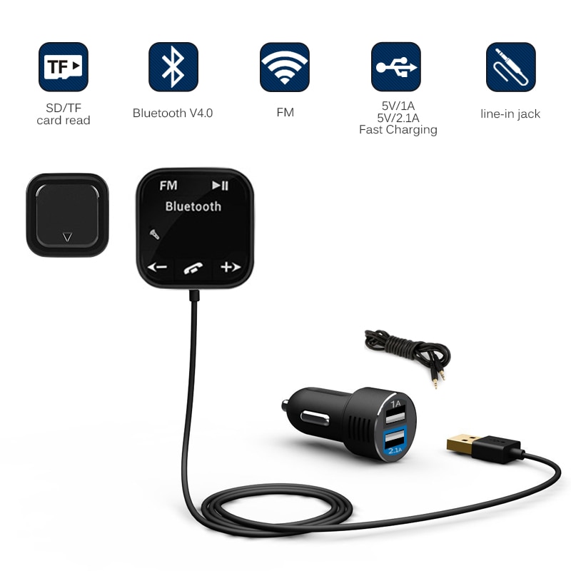 Onever bilsæt håndfri trådløs bluetooth fm-sender lcd  mp3 -afspiller dobbelt usb-oplader 2.1a biltilbehør håndfri