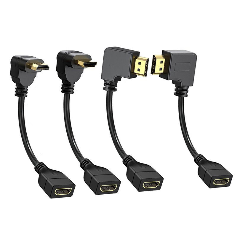 15/50cm 1080P HD Extender Cord 90 Degree Up/Down/Left/Right Angle Male To Female Extension Cable for PC TV DVD Monitor Projector