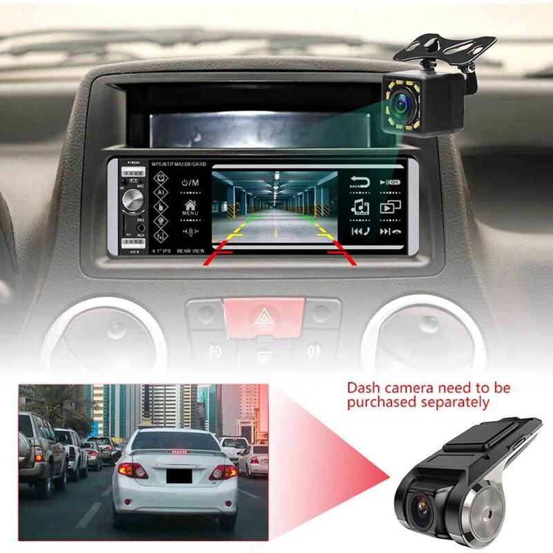 Single Din Car Stereo Radio 4.0 Inch Press Screen AM/FM Bluetooth Player Support RDS/4 USB Input/ Mirror Link for Phone