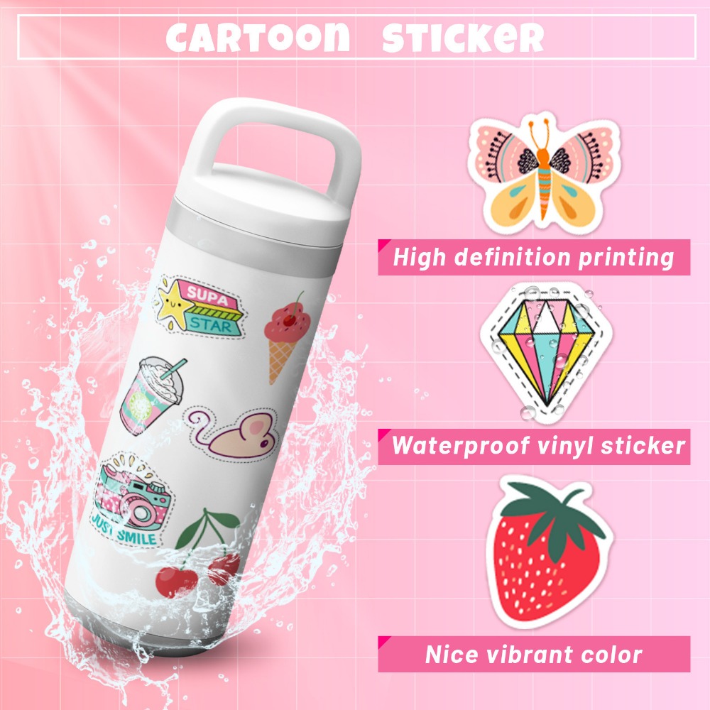 100 pièces Kawaii mignon autocollant Vsco esthétique en direct pour enfant autocollant coloré bricolage ordinateurs portables bouteilles d'eau téléphones autocollants décoratifs