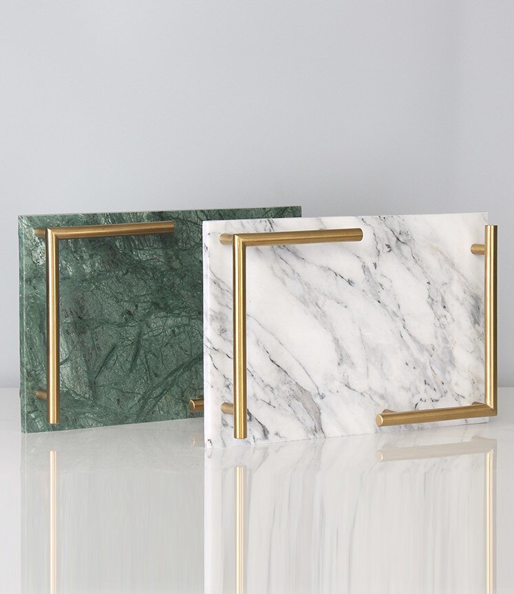Large Size Natural Marble Bathroom Tray with Handl... – Vicedeal