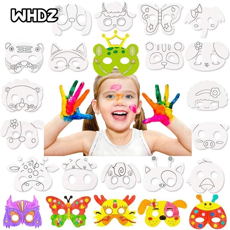 8 stücke DIY Ebene Masken, leer Graffiti Masken Dschungel Papier Masken mit Farbige Stifte und Elastische Seile für freundlicher Kleid hoch Geburtstag