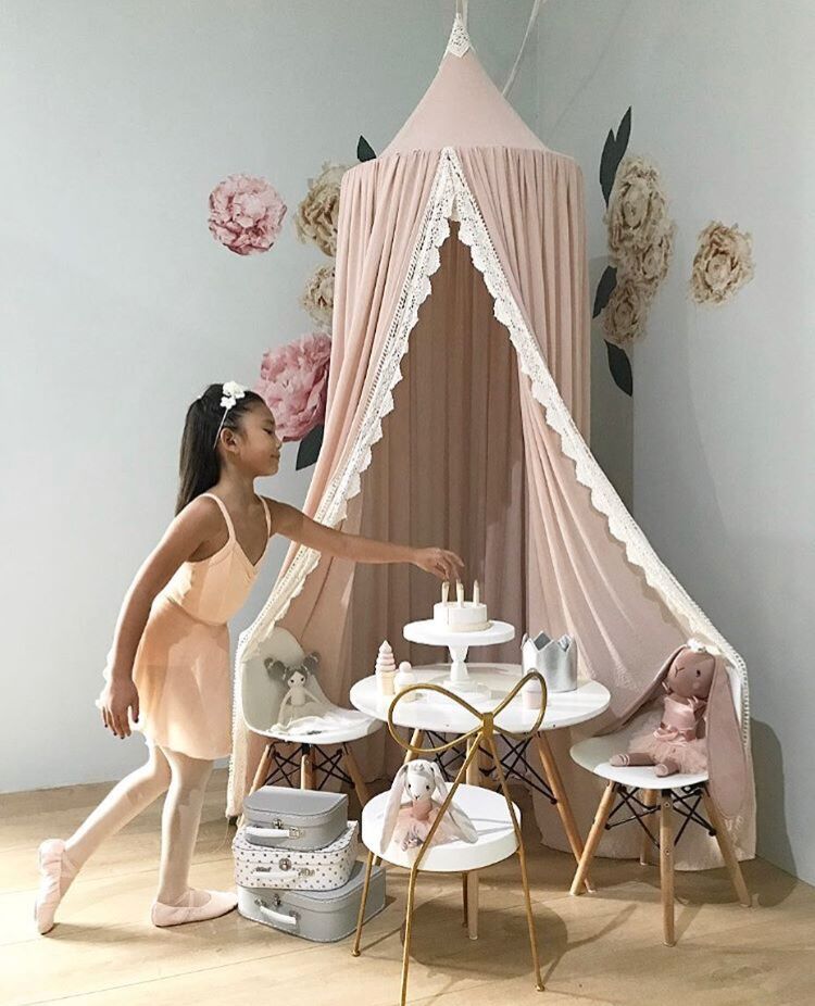 Rond babybed, klamboe, koepelvormig, hangend, katoenen bedhemel, prinsessenbed, mooi gordijn voor hangmat, babykamerdecoratie, kinderkamer, dossel
