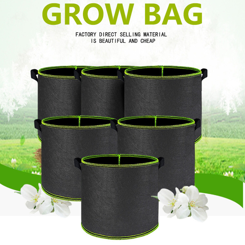 Bolsas de cultivo de plantas no tejidas de 1 a 15 galones, bolsas de cultivo de siembra de vegetales con mango, maceta de tela, suministros de jardín