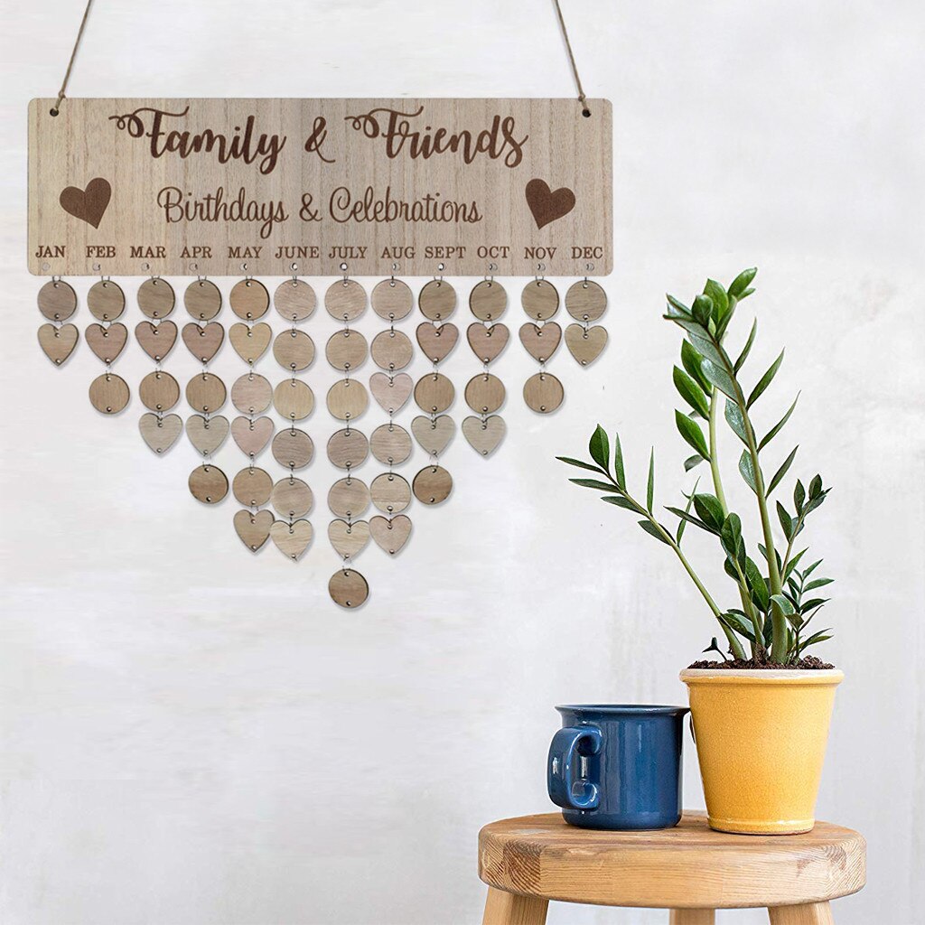 Family Birthday Card Plaque Diy Hanging Wooden Birthday Reminder Calendar Printing Wooden Calendar Hanging Decoration #35