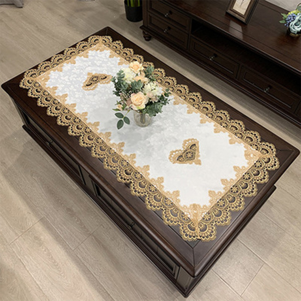 Rechteck Tischdecke europäische bestickte Kaffee Tee Tischdecke hohl geschnitzte Heim textilien Dekoration Zubehör 50*100cm
