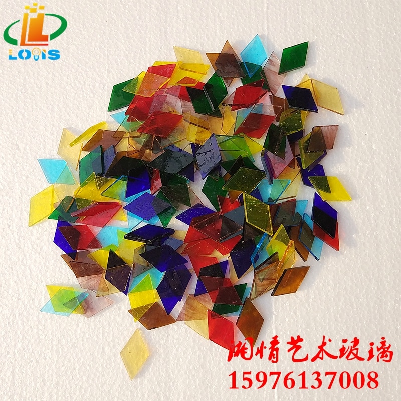 200g farver glas firkantede diamantstykker diy håndpuslespil til børn bulk mosaikmateriale dekorativ glasblok