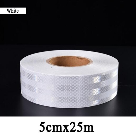 Cinta adhesiva reflectante prismática, cinta de visibilidad para remolque de camión, 5cm x 25m por rollo: 5cmx25m white