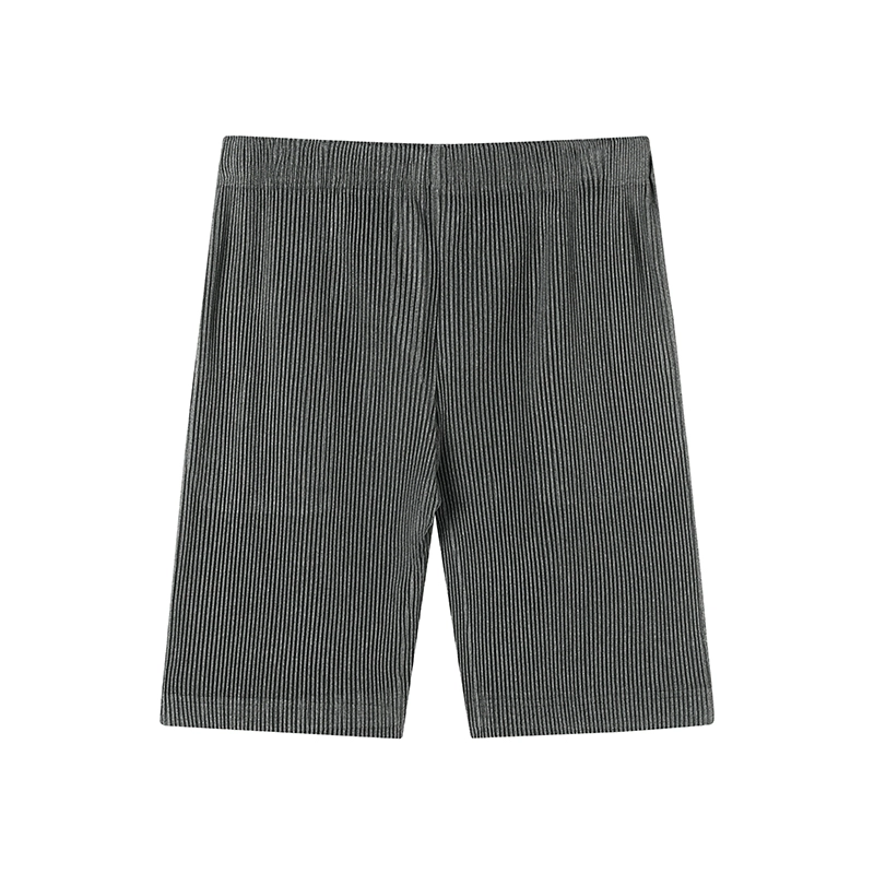 Miyake plisserade shorts för herrkläder lösa casual shorts sommarkläder för män gym sport shorts herrbyxor med dragsko: S / Mörkgrå