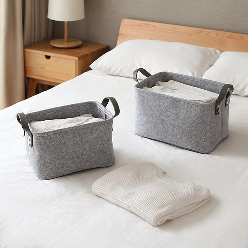 Foldable Dirty Clothes Laundry Basket Container Wool Felt Storage Baskets Toy Storage Box Home Sundries Organizer Large Capacity