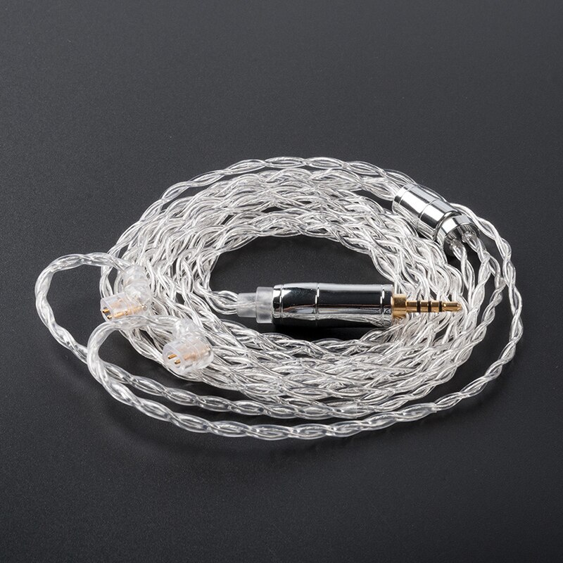 KBEAR limpid 4 Core 4N 99.99% Purity silver earphone cable 3.5/2.5/4.4mm MMCX/0.78mm 2Pin/QDC/TFZ For ZSX BLON BL-03: QDC 2.5mm