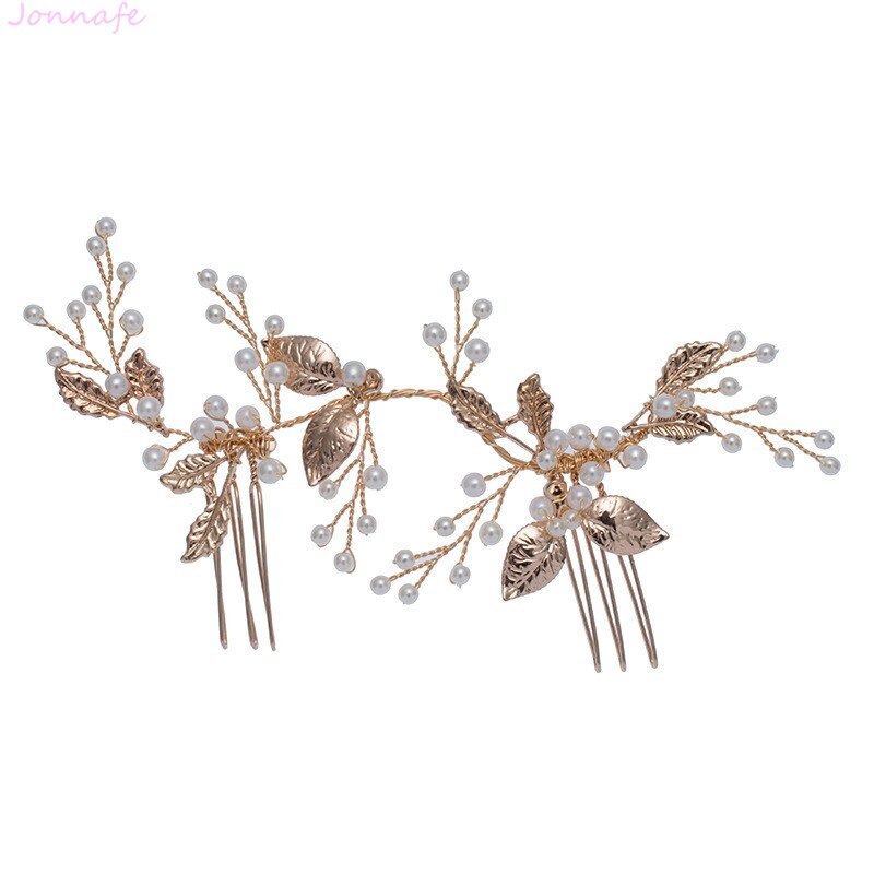 Peineta para pelo largo de la boda de la hoja de oro Boho de la joyería nupcial hecha a mano de las mujeres de la graduación accesorios para el cabello