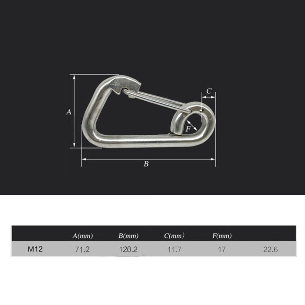304 Stainless Steel Key Buckle Snap Spring Clip Hook Carabiner M6 M8 M10 M12