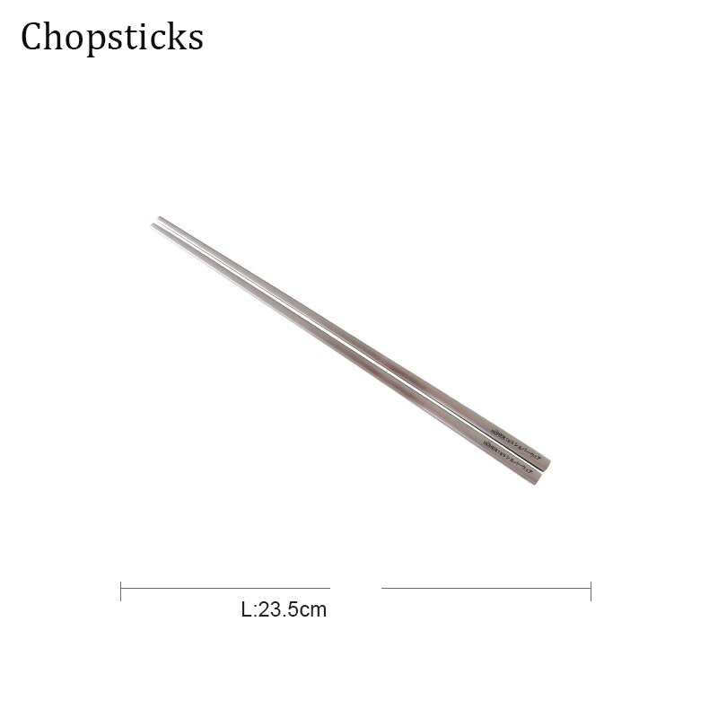 Japanese Retro Style 304 Stainless Steel Cutlery Set Bamboo Matte Western Steak Knife Fork Spoon Set Chopsticks Flatware: chopsticks