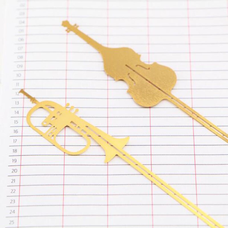 Instrumentos musicales occidentales de , marcapáginas de música creativos de Metal, marcapáginas para oficina, papelería de aprendizaje, de negocios