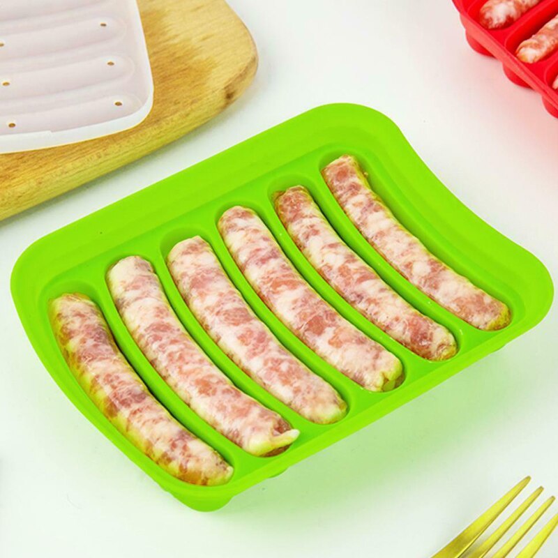6 Grids Silicone Sausage Mould Mold DIY Maker for Making Bratwurst Dogs JS23
