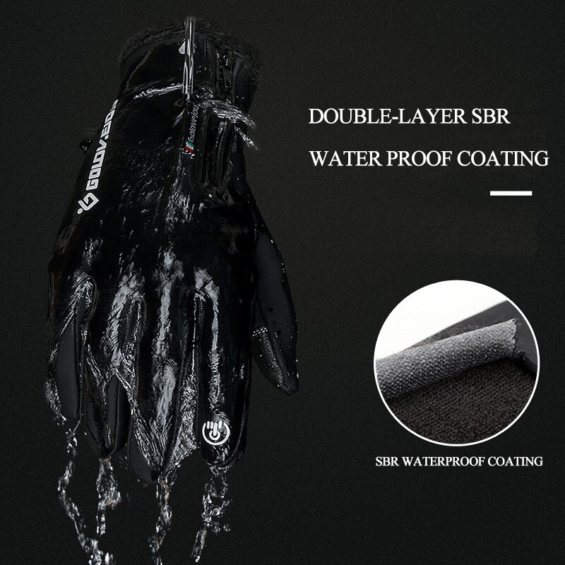 Anti-Slip Winter Handschoenen Heren Screen Touch Skiën Koude Handschoenen Mode Buitensporten Rijden Rits Handschoenen Waterdicht Winddicht