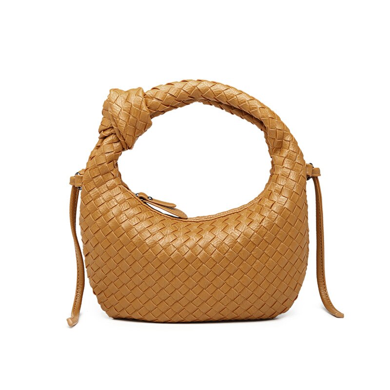 Handarbeit Gewebt Handtasche Luxus Woven Leder Gedruckt Schulter Tasche Luxus Dame Crossbody Hobo Geldbörse: Apricot / 27X2X23cm