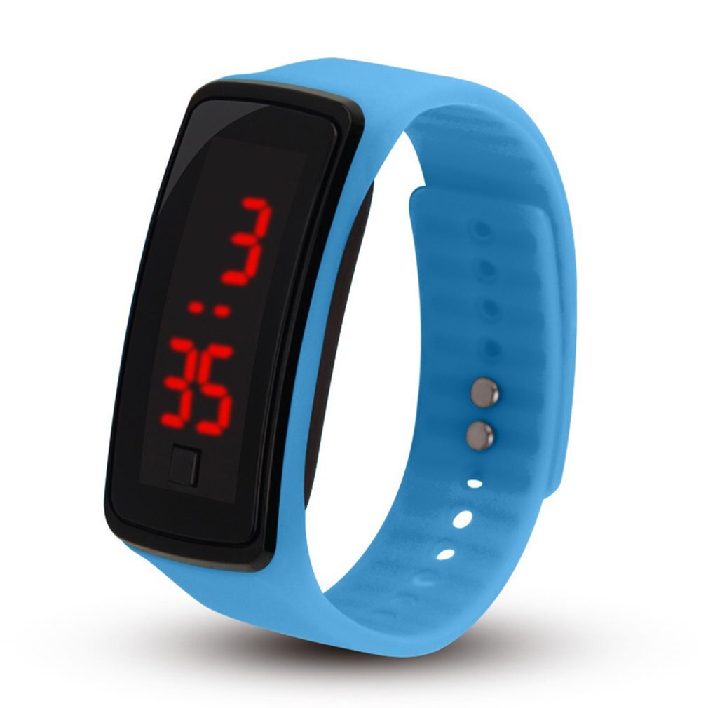 Relojes deportivos LED para hombre y mujer, de silicona de Color caramelo, con pantalla táctil, relojes digitales, pulsera impermeable, reloj de pulsera para niños: light blue