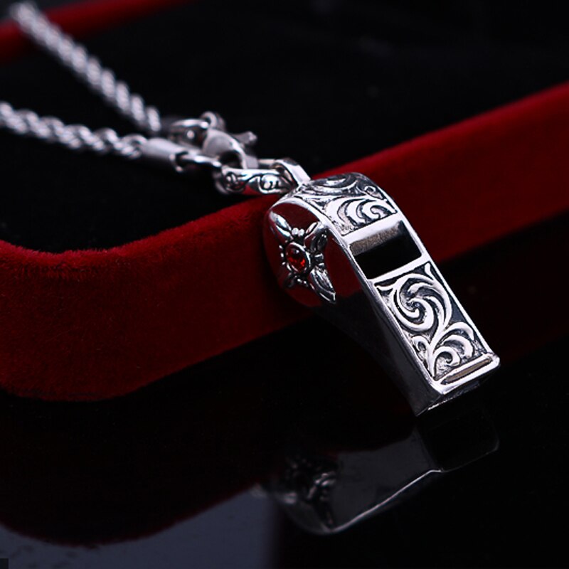 collar plateado silbato de emergencia 925 puro silbato salvavidas perfecto de cumpleaños y Navidad