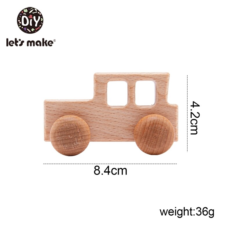 Let's Make 1Pc Leopard Car Wooden Teether Animal Car Ecofriendly Baby Crib Toy Wooden Baby Accessories Wooden Teether Toys: 4