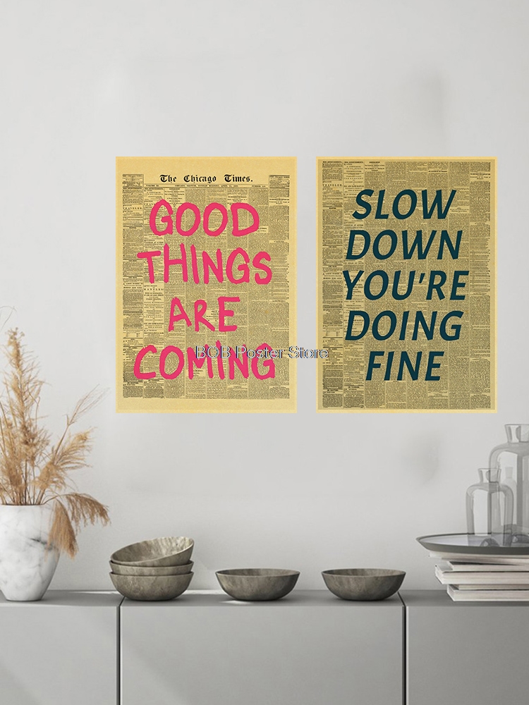 Sjov inspirerende avis graffiti citater plakat retro kraftpapir kunst kreativitet gør-det-selv bar café vægklistermærke maleri: Elfenben / 8 x 12