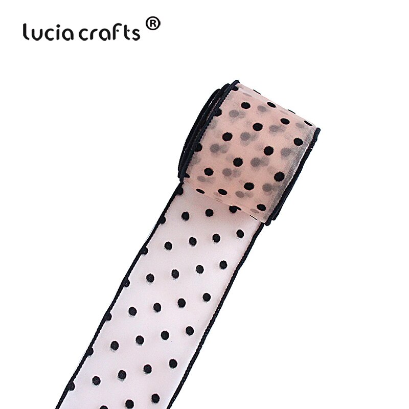 Lucia Ambachten 2Yards 45Mm Dot Gedrukt Organza Kant Lint Diy Craft Voor Verpakking Boog Kledingstuk Naaien Accessoire P0615