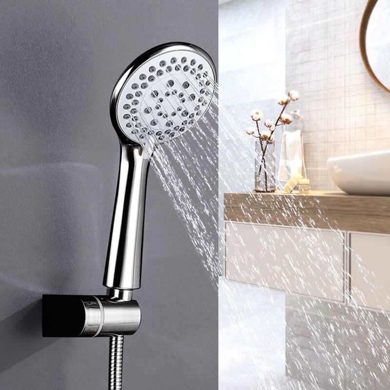 5 Functions Hand Held Shower Head Brushed Nickel Shower Set With Hose Wall Mounted Shower Set