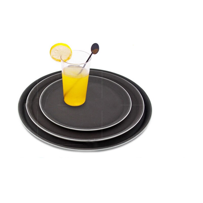 1pc rund plastbricka restaurang serveringsfat fodrad halkfri bricka kaffedrinkbricka snabbmat servera rätter barverktyg