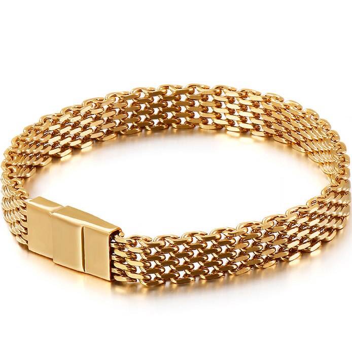 Brazaletes de acero inoxidable 316L de oro rosa para mujer, accesorios de joyería hindú, pulsera de cadena de 8MM, del Día de San Valentín para ella: Gold-Color