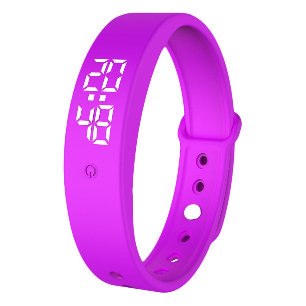 V9 Body Temperature Monitor Thermometers Smart Bracelet Sport Pedometer Watch Smartband Fitness Bluetooth Waterproof Smart Band: purple
