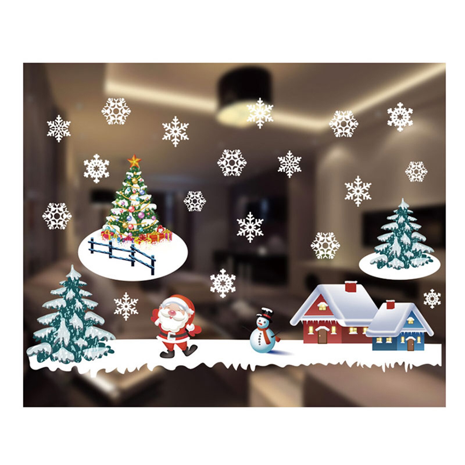 Christmas Window Clings Christmas Snowflake Window Stickers Decals Reusable Electrostatic for Window Glass Mirror Decoration: 5