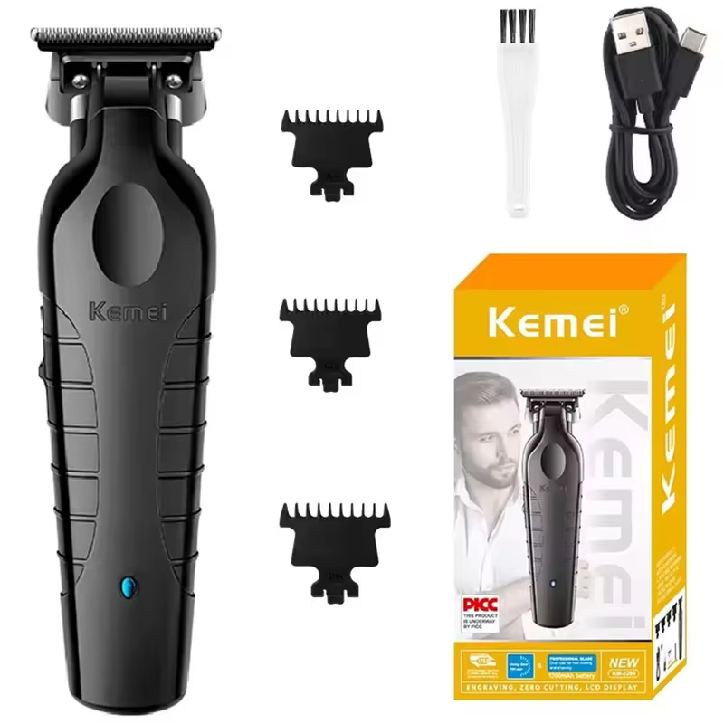 Kemei 2299 recortador de pelo de barbero eléctrico para hombres cortadora de pelo de barba máquina para cortar cabello inalámbrica recargable, 0mm