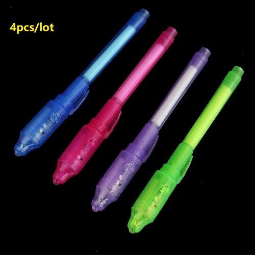 4 teile/los, UV-Licht Stift Unsichtbare Tinte Sicherheit Marker Stift Mit Ultra Violet LED Schwarzlicht: mixed 1