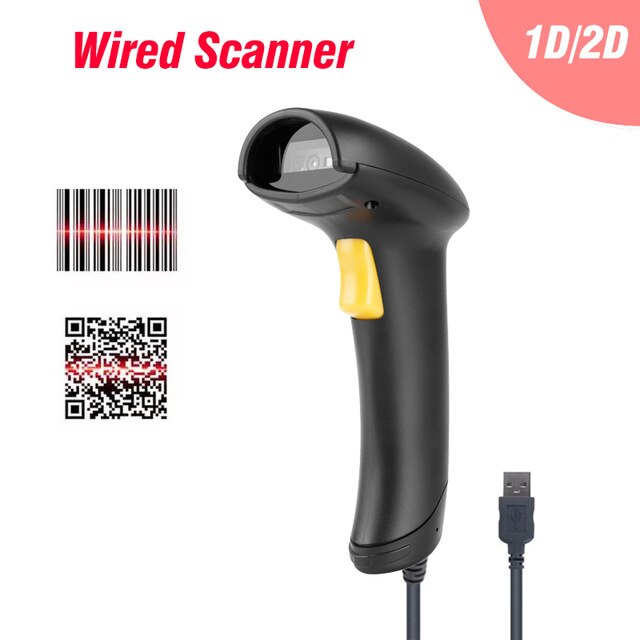 Holyhah A30D Draadloze 1D/2D Barcode Scanner En K5 Bluetooth 1D/2D Qr Bar Code Reader Ondersteuning Mobiele telefoon Ipad Handheld Scanner: 1D 2D Wired