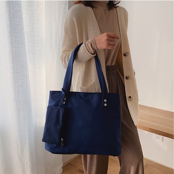 Oxford Grote Capaciteit Lange Schouder Handtas Winkelen Zak Strand Top-Handvat Tassen 2 Delige Set Vrouwen Nylon handtassen: dark blue