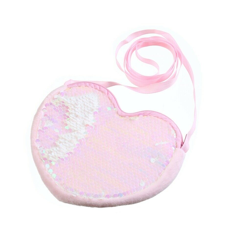 Baby Accessories Kid Baby Girl Love Hearts Sequins Crossbody Coin Purse Wallet Clutch Bags Colorful Rainbow Purses Props: Pink