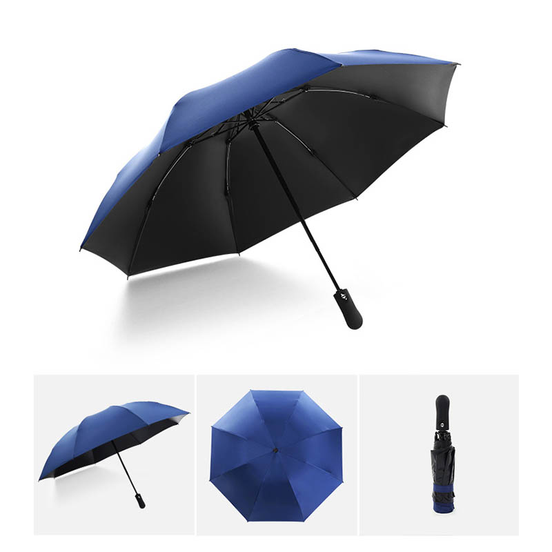 Solid Color Fully Automatic Folding Umbrella Business Gentleman An Open Short Handle Umbrella