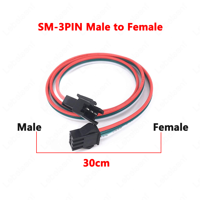 LED Strip JST SM 3P Male Female Connection Harness 1 to 2 3 4 Synchronized Wire 2.54mm Pitch 1M 2M 5M Extension Cable 3Pin AWG22: Dark Grey