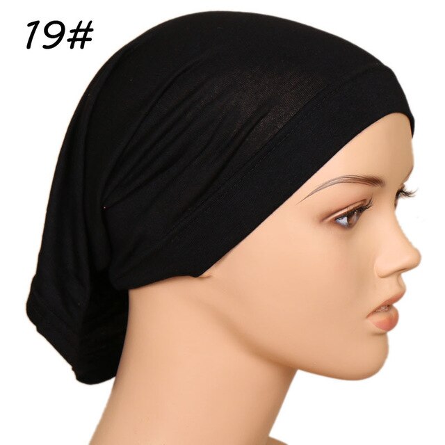 Novo algodão elástico cruz turbante chapéu cor sólida feminino quente inverno headscarf bonnet hijabs boné muçulmano hijab femme envoltório: 12