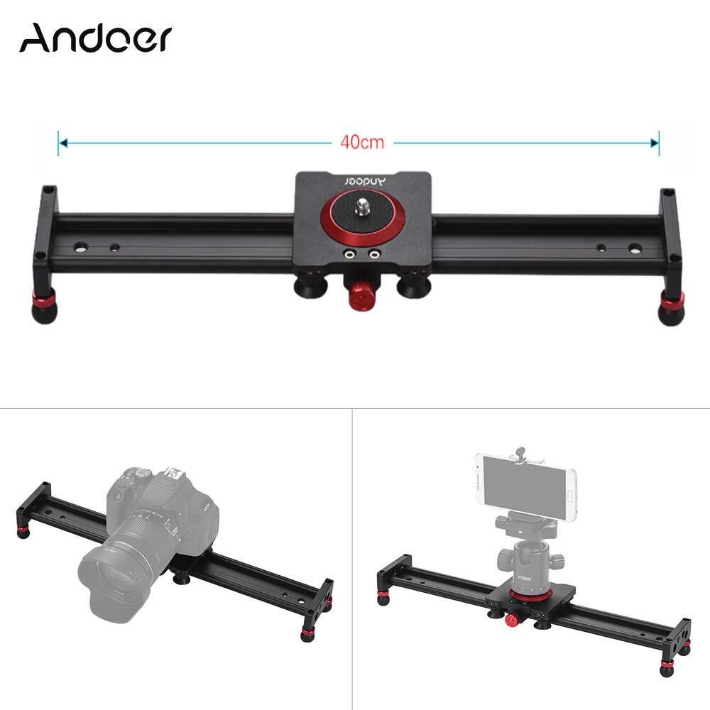 Andoer 20/16/12 inch Aluminium Camera Track Slider Video Stabilizer Rail voor Cellphone/DSLR Camcorder DV Film Fotografie: 40cm