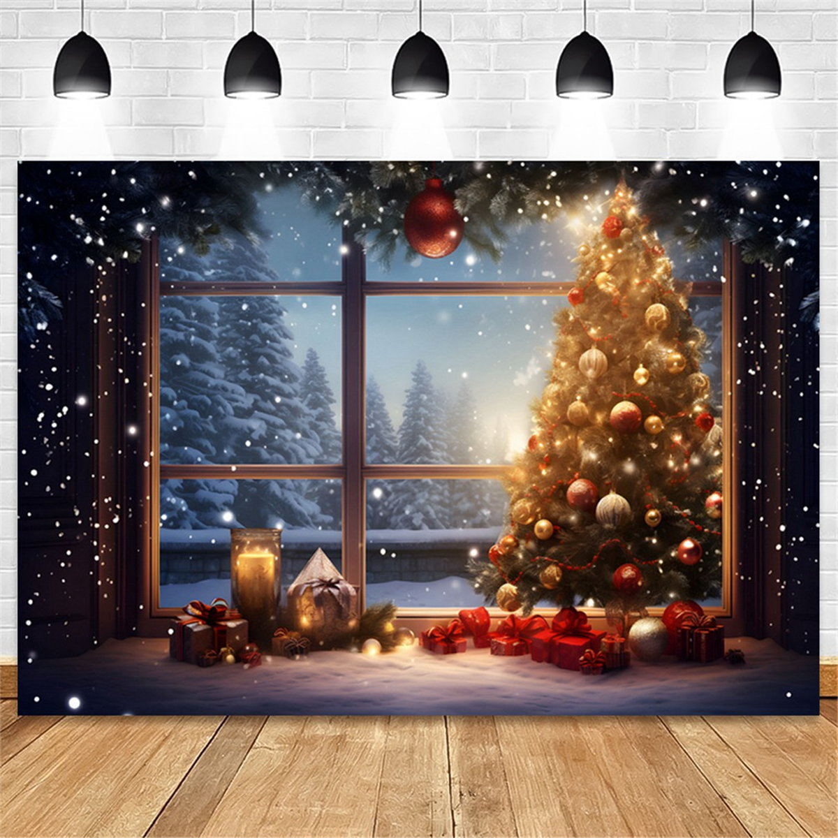 210X150cm Christmas Background Cloth Christmas Tree Snowflake Party Decoration Children Photography Background Cloth,A-Elect
