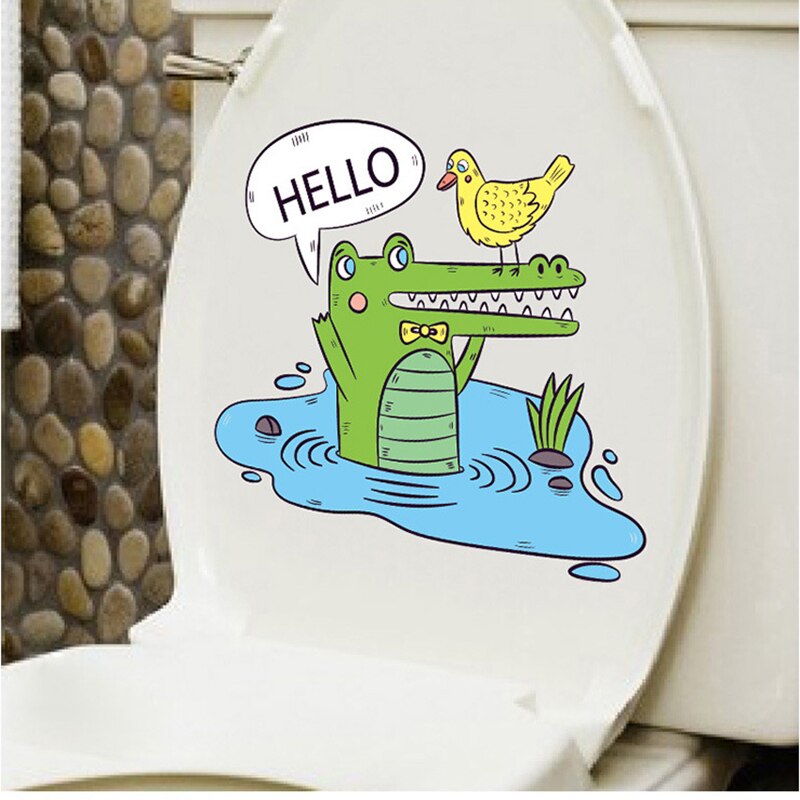Cartoon wall sticker toilet cover sticker combination crocodile Octopus Clown Fish Wall Sticker children room fridge decoration