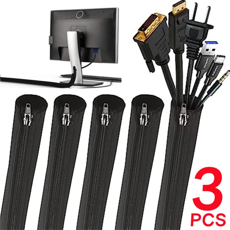 3/1Pcs Rits Kabel Mouw Flexibele Draad Kabel Management Kabel Beschermer Pc Computer Wire Organizer Voor Tv Computer Kantoor Thuis