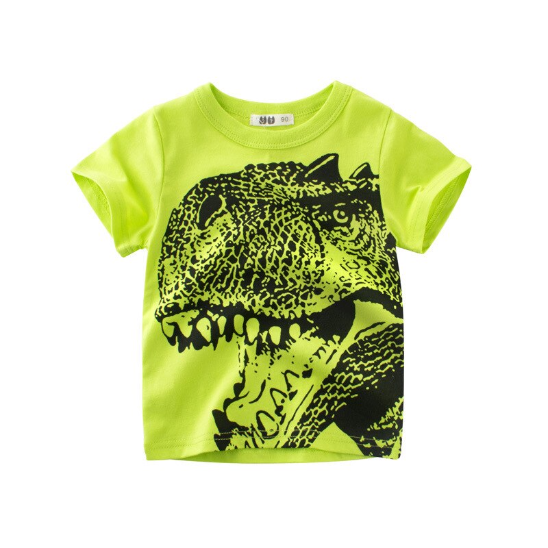 T-Shirts d'été pour bébés garçons, vêtements coton, à manches courtes, sous-vêtements dessin de dinosaures, pour enfants de 1 à 9 ans, 100%: 9567-green / 90(1-2 years)